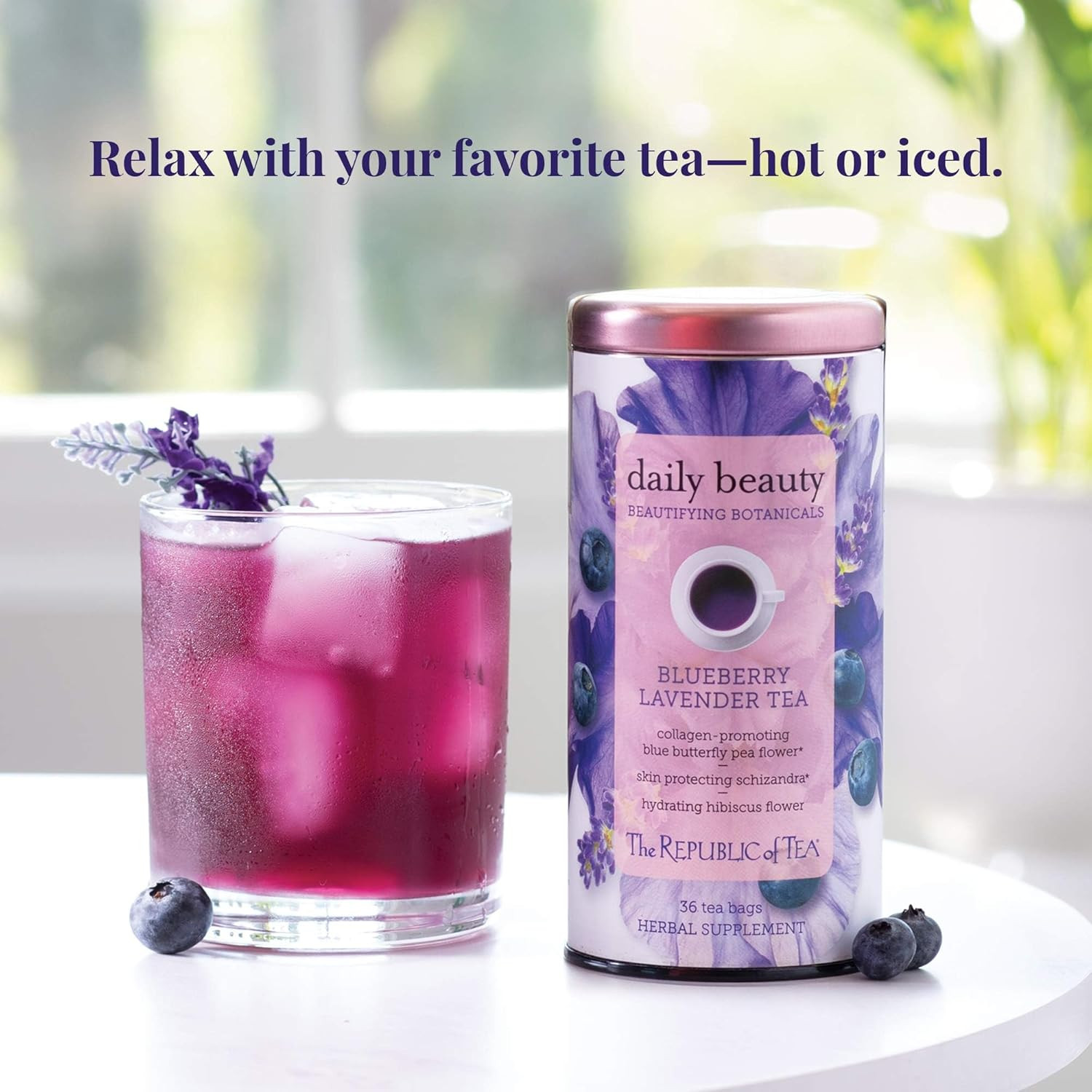 The Republic of Tea – Beautifying Botanicals® Daily Beauty Blueberry Lavender He