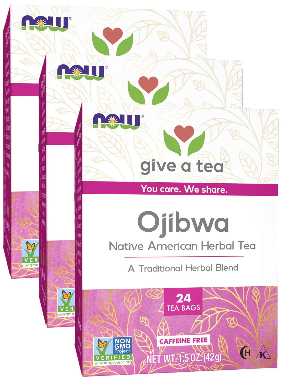 NOW Foods Give a Tea™ Ojibwa Tea, Herbal, 24 Count (Pack of 3), No Color