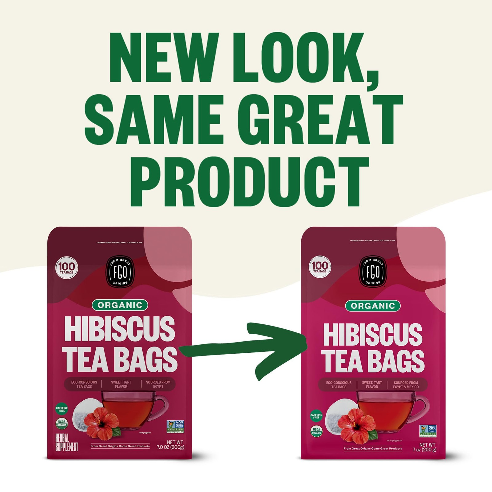 Organic Hibiscus Tea, 100 Count, EcoConscious Tea Bags, Caffeine Free, Packag…