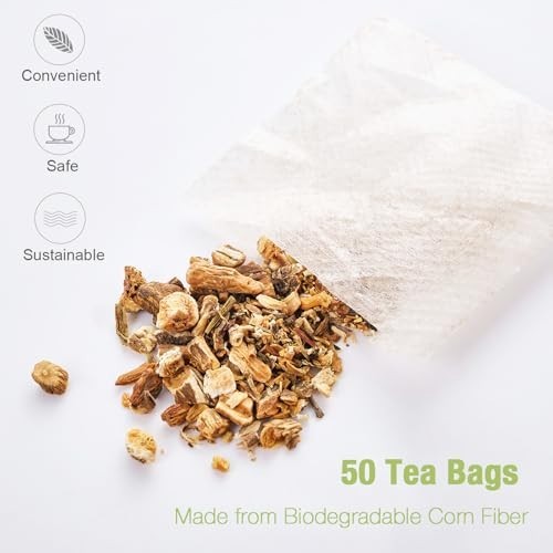 50 Bags Roasted Dandelion Root Tea Bags, 2.5/Bags, Natural Dried Dandelion..