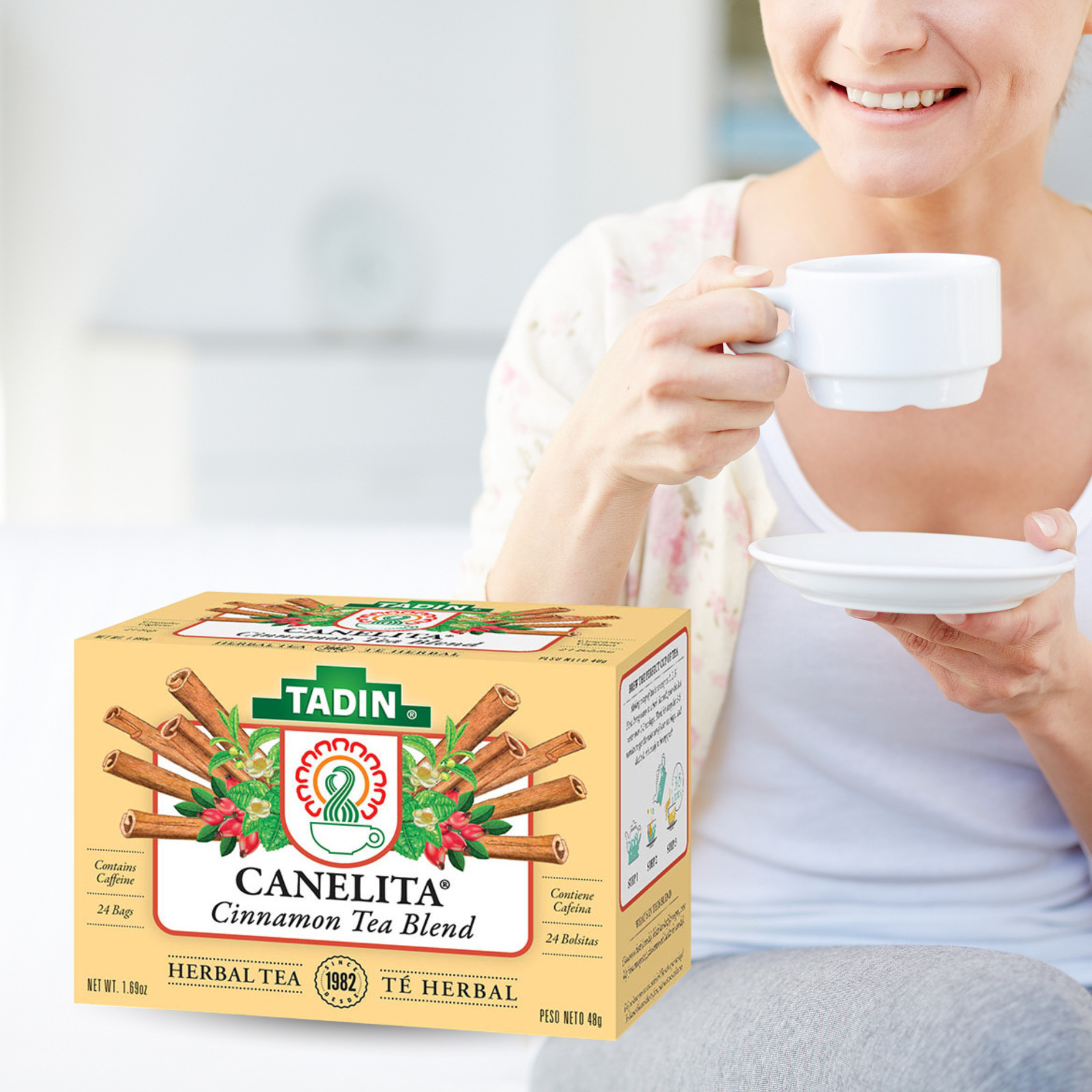 Tadin Canelita Cinnamon Herbal Tea, 24 Bags 1.69 fl oz – Warm & Spiced (6-Pack)