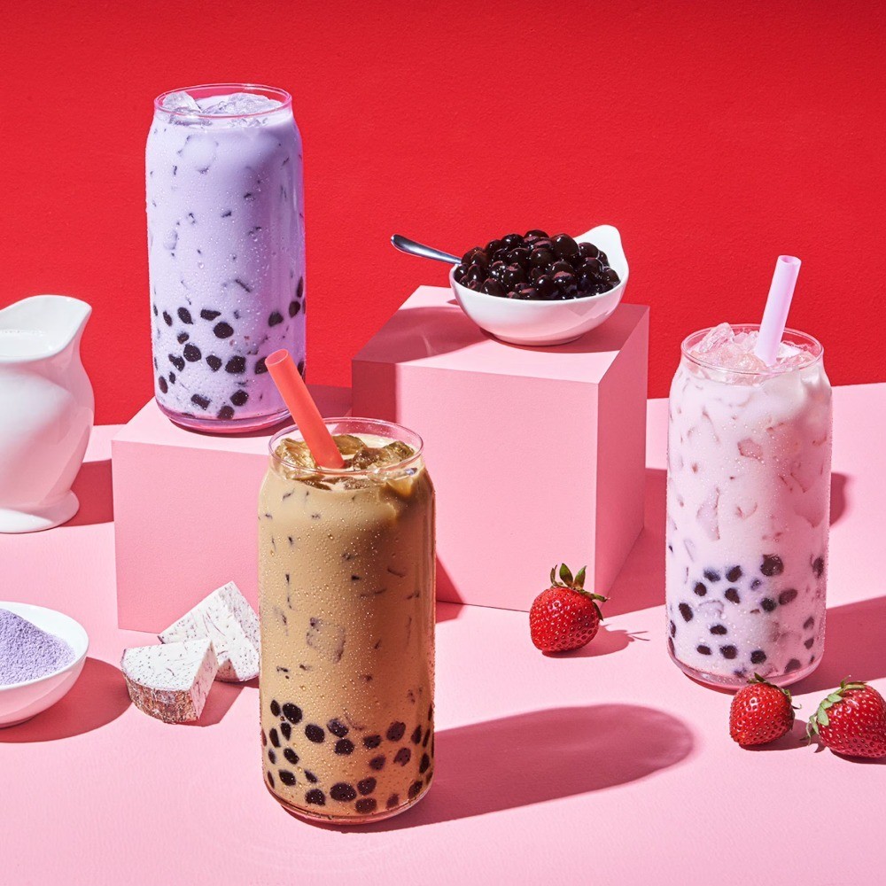 Instant Boba Taro Milk Tea, Bubble Tea Kit, 3 Drinks