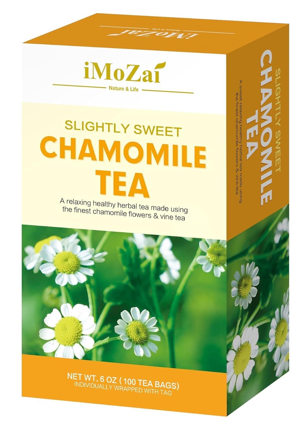 Imozai Chamomile Tea Bags 100 Count Individually Wrapped 100 (Pack of 1)