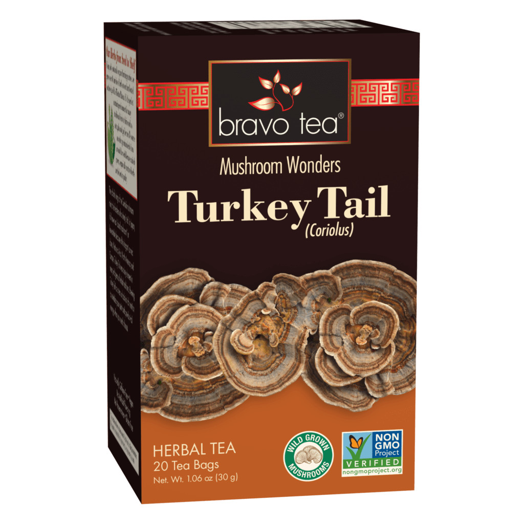 Bravo Herbal Tea Mushroom Wonders Turkey Tail Coriolus HEALTHIMMUNE 20Bags NoGMO