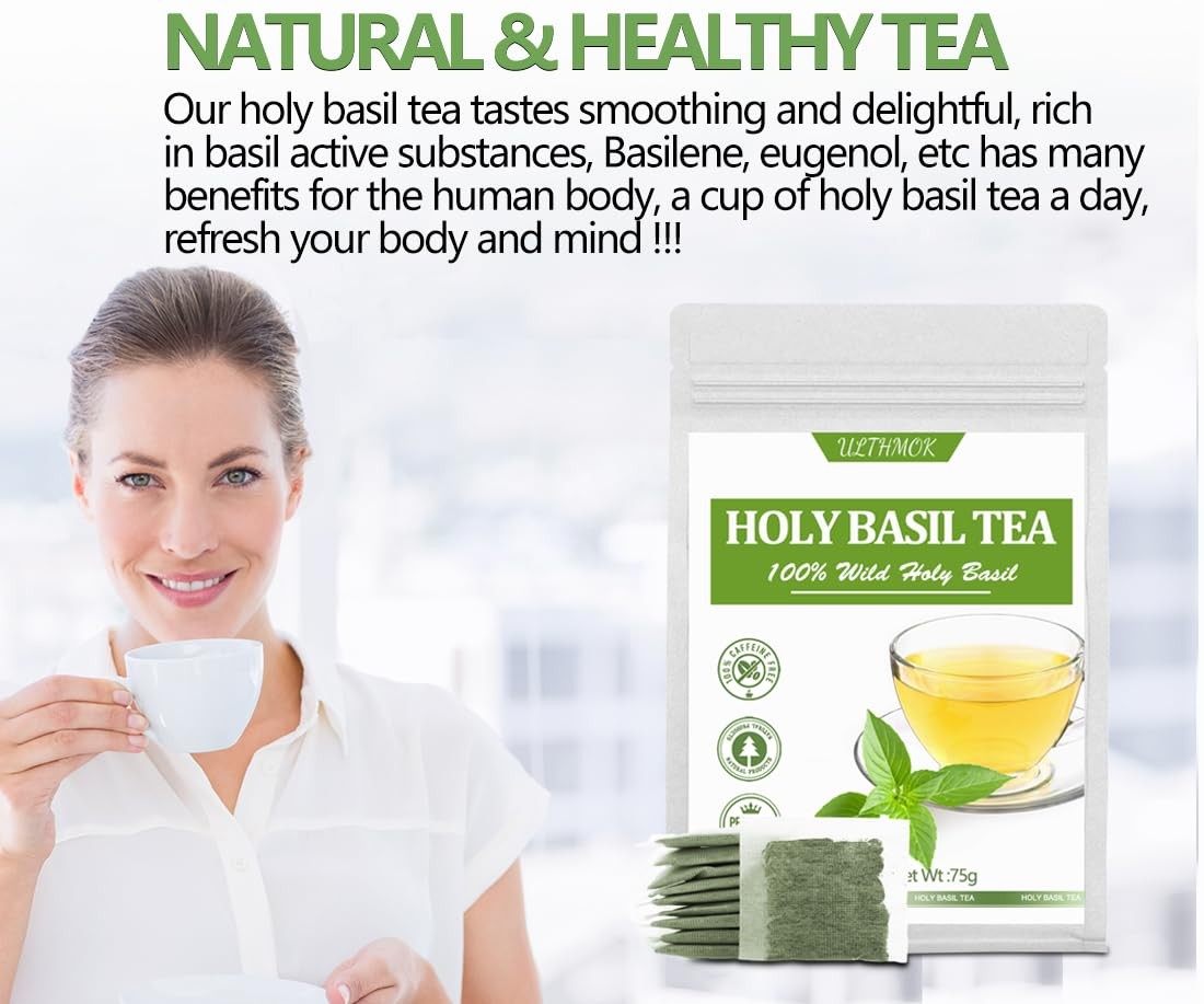 Premium 50 Holy Basil Tea Bags, Made with 100% Natural 50 Count (Pack of 1)
