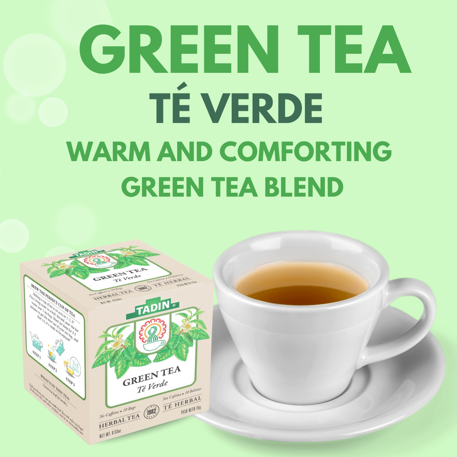 Tadin Green Tea , 10 Bags 0.53 fl oz, Refreshing & Smooth Blend
