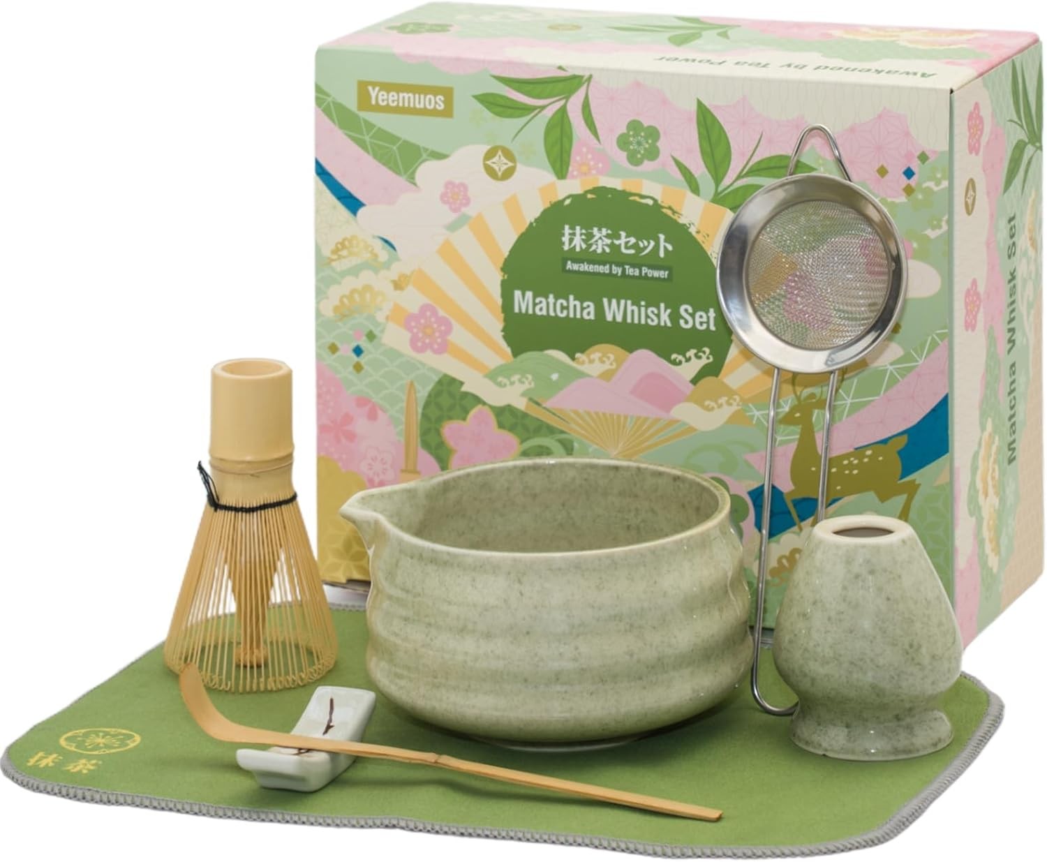 Matcha Tea Whisk Set, 7-Piece Matcha Preparation Tool Set