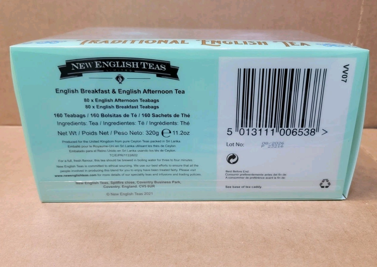 2 Pack New Traditional English Teas Afternoon Breakfast Tea Cannister 160 Bags