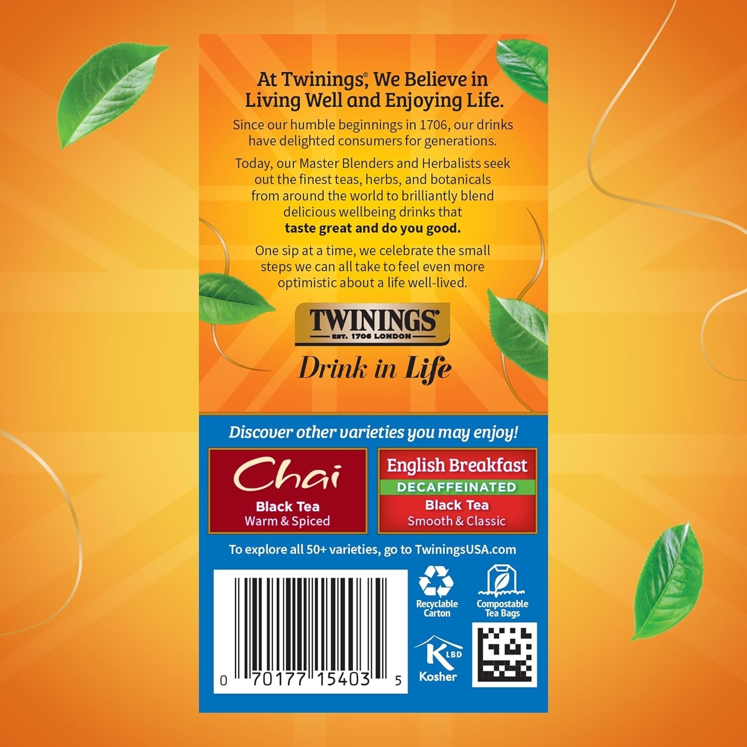 Gourmet Black Tea Bags Collection – 20 Count Selection of Classic Flavors