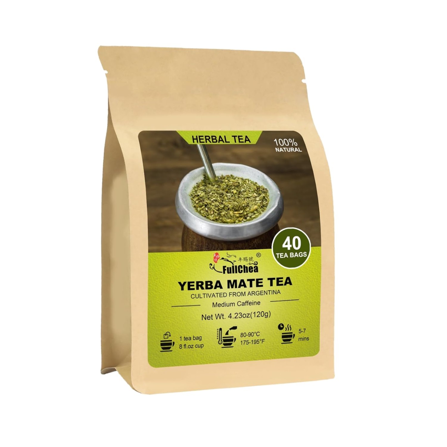 Yerba Mate Tea Bags, 40 Count – Unsmoked & Rich in Antioxidants from Argentina