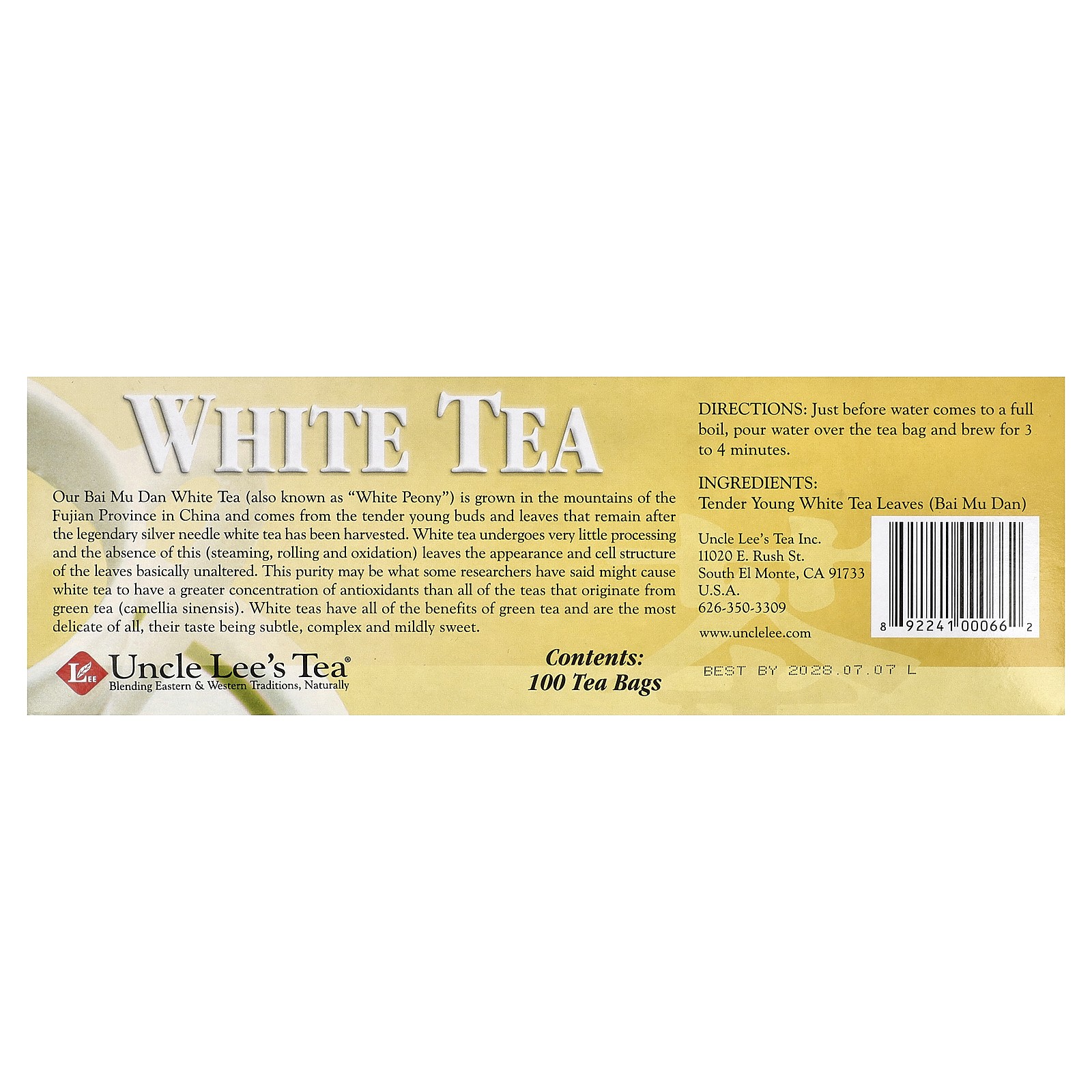 Legends of China, White Tea, 100 Tea Bags, 5.29 oz (150 g)