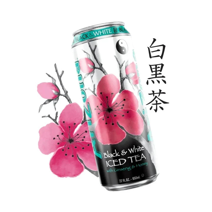 ARIZONA ICED TEA BLACK & WHITE ENERGY DRINK 22 FL OZ 24 PACK OF CANS