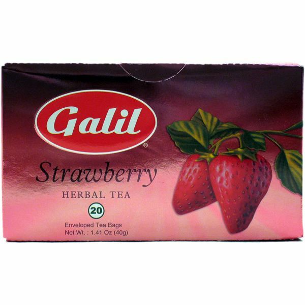 Galil Caffeine Free Herbal Tea Strawberry 20 Enveloped Tea Bags Kosher Turkey