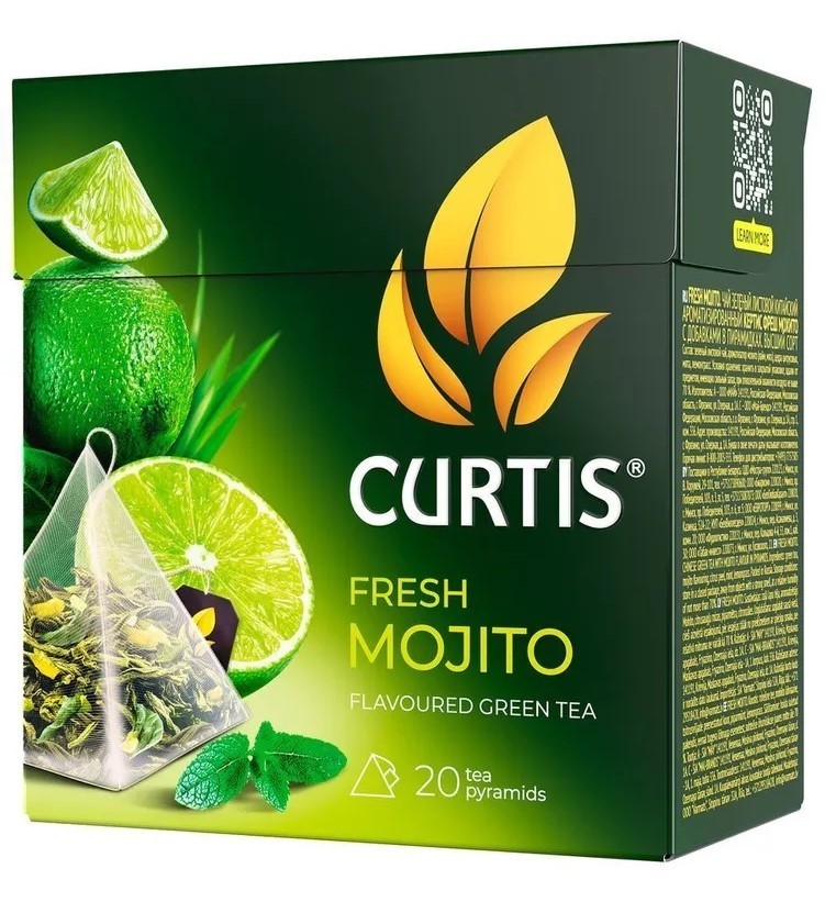 3 x CURTIS Green Tea Fresh Mojito LEMONGRASS MINT Pyramid Teabags 20 ct.