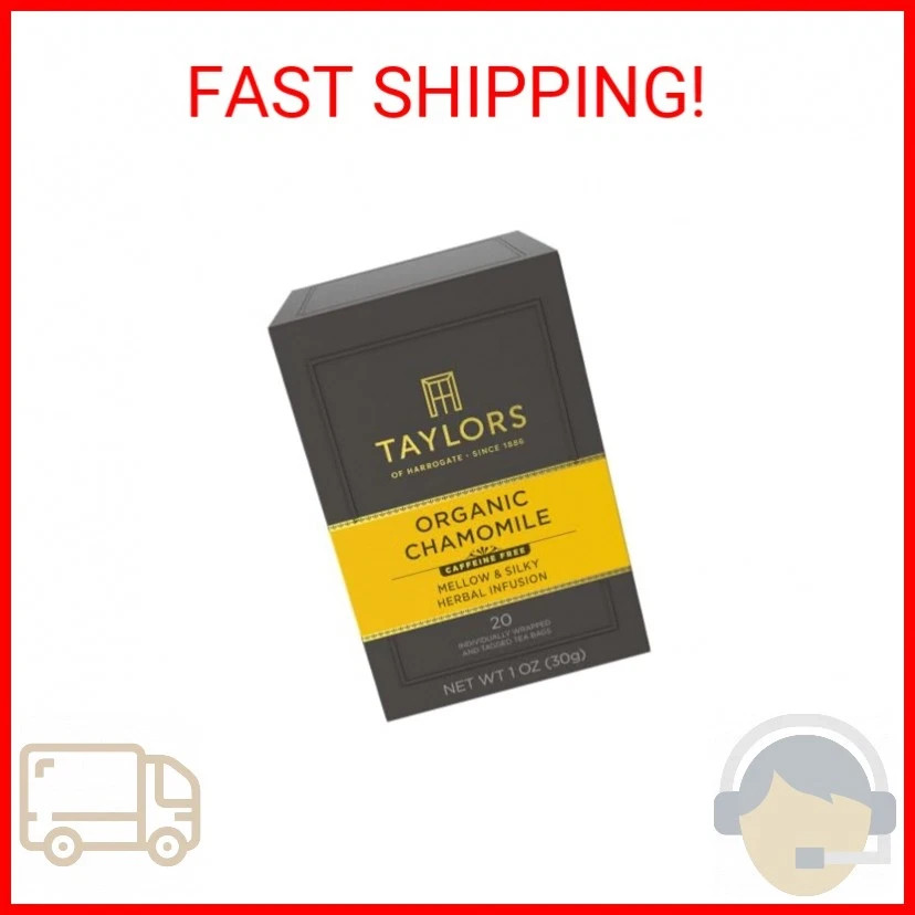 Taylors of Harrogate Organic Chamomile Herbal Tea, Individually Wrapped Bags, 20