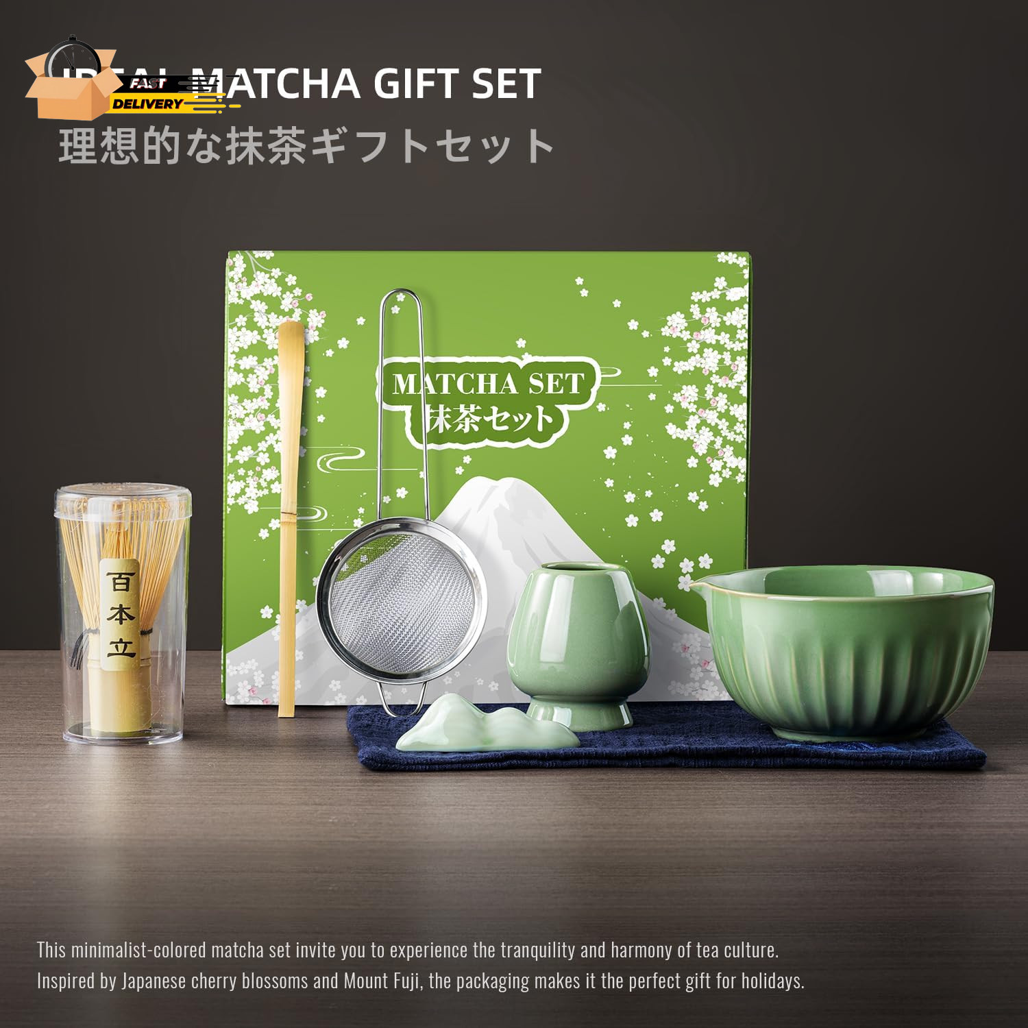 Matcha Whisk Set, Matcha Kit Includes Ceramic Matcha Bowl, 7 Pcs Matcha Tea Gre