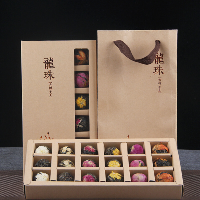 Yunnan Raw Pu’er Scented Tea 120g (18pcs) Dragon Ball Gift Box Jasmine 6 Flavor