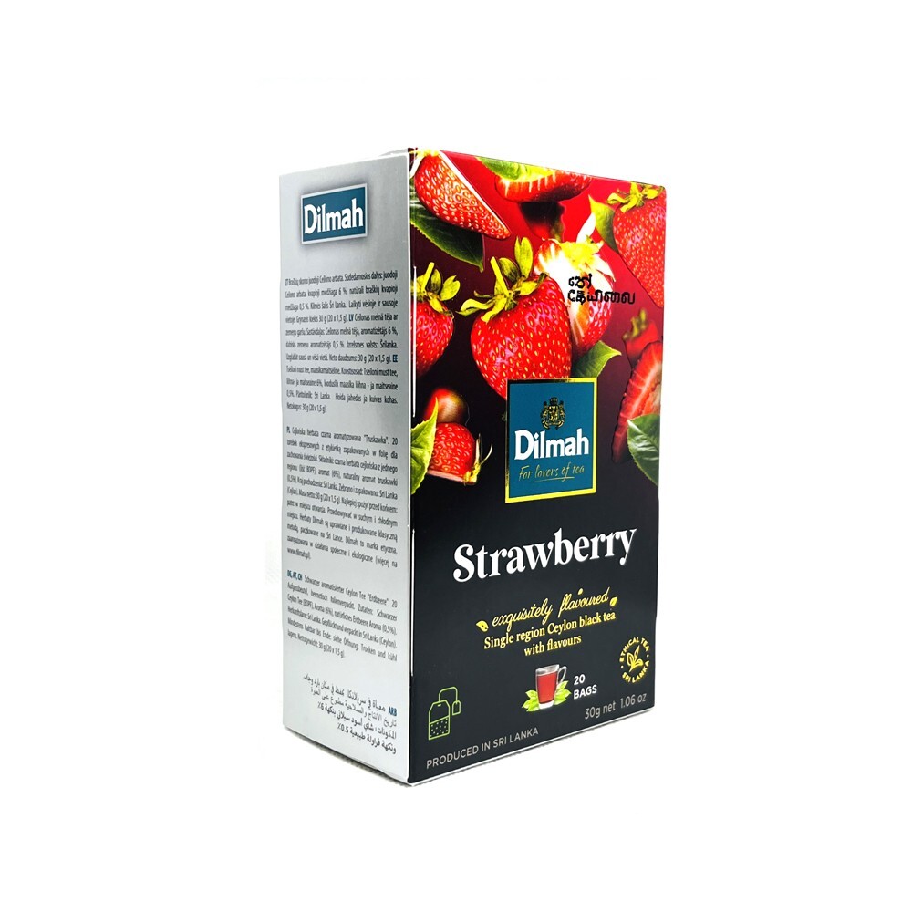 Dilmah Strawberry Flavored Ceylon Black Tea – 20 Tea Bags X 6 Packs