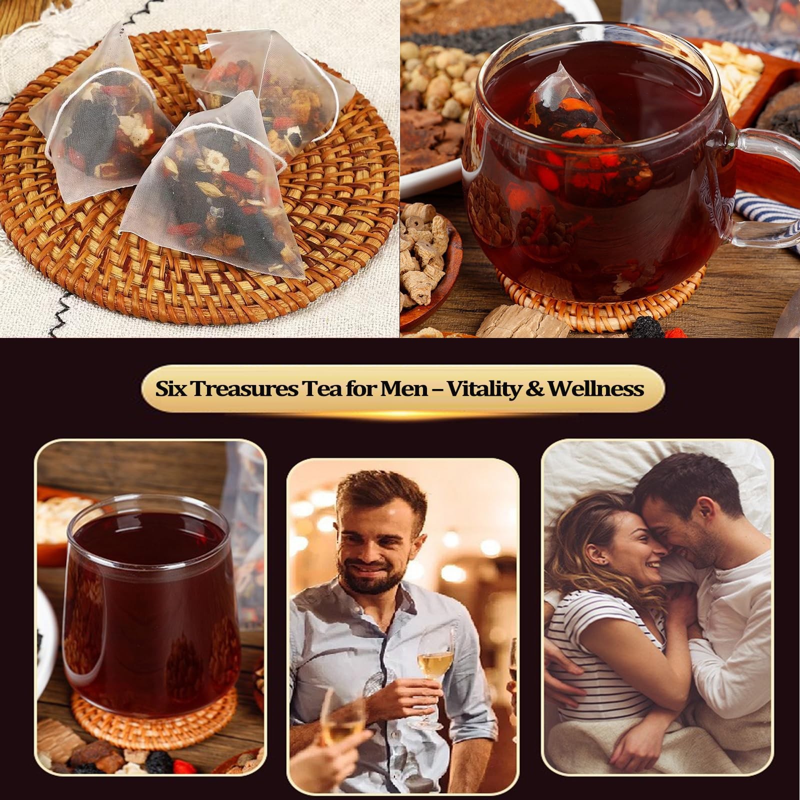 kidney Tea Formula Ginseng Six Treasure Tea, 6 Precious 50 Pcs 2 Bags