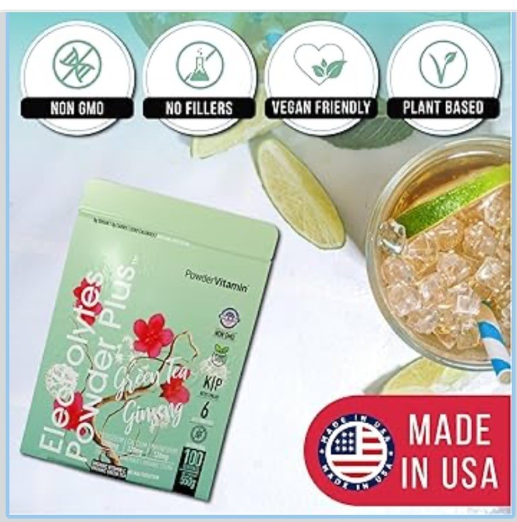 PowderVitamin Electrolytes Powder Plus 100 Servings Black Tea Ginseng Electro…