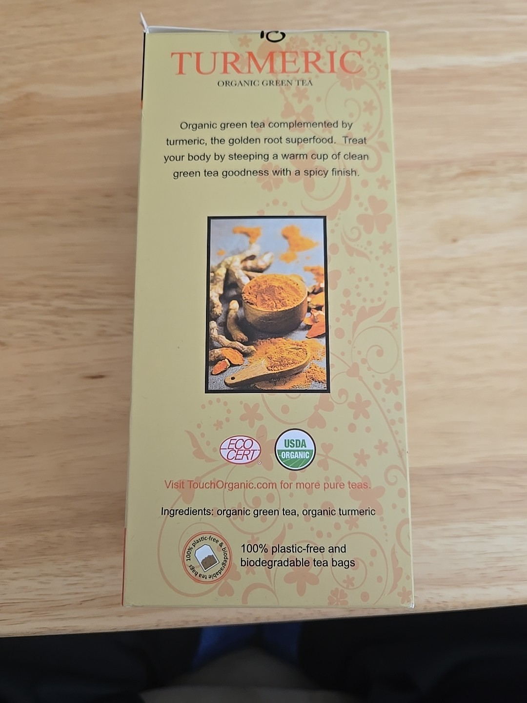 Touch Organic TURMERIC GREEN Tea Bags, 40 Bags, 2.5 oz