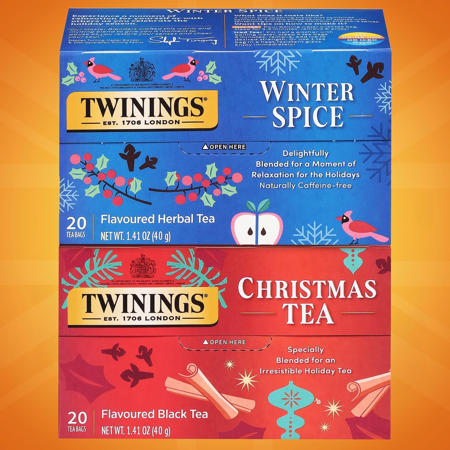 Celebrate with Holiday Tea Variety – Sweet Spices & Relaxing Flavors, 40 Bags