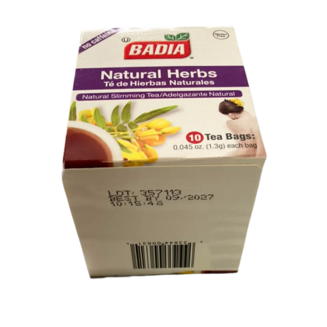 Badia Natural Herbal Tea Blend Caffeine Free 10 Tea Bags Box of 10 Bags