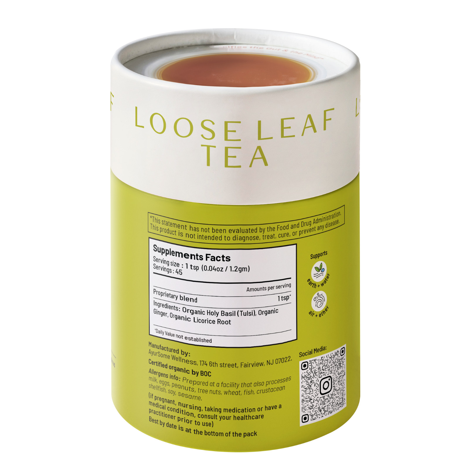 Deconges | Tulsi Ginger Tea blend | Loose leaf | Organic Ingredients