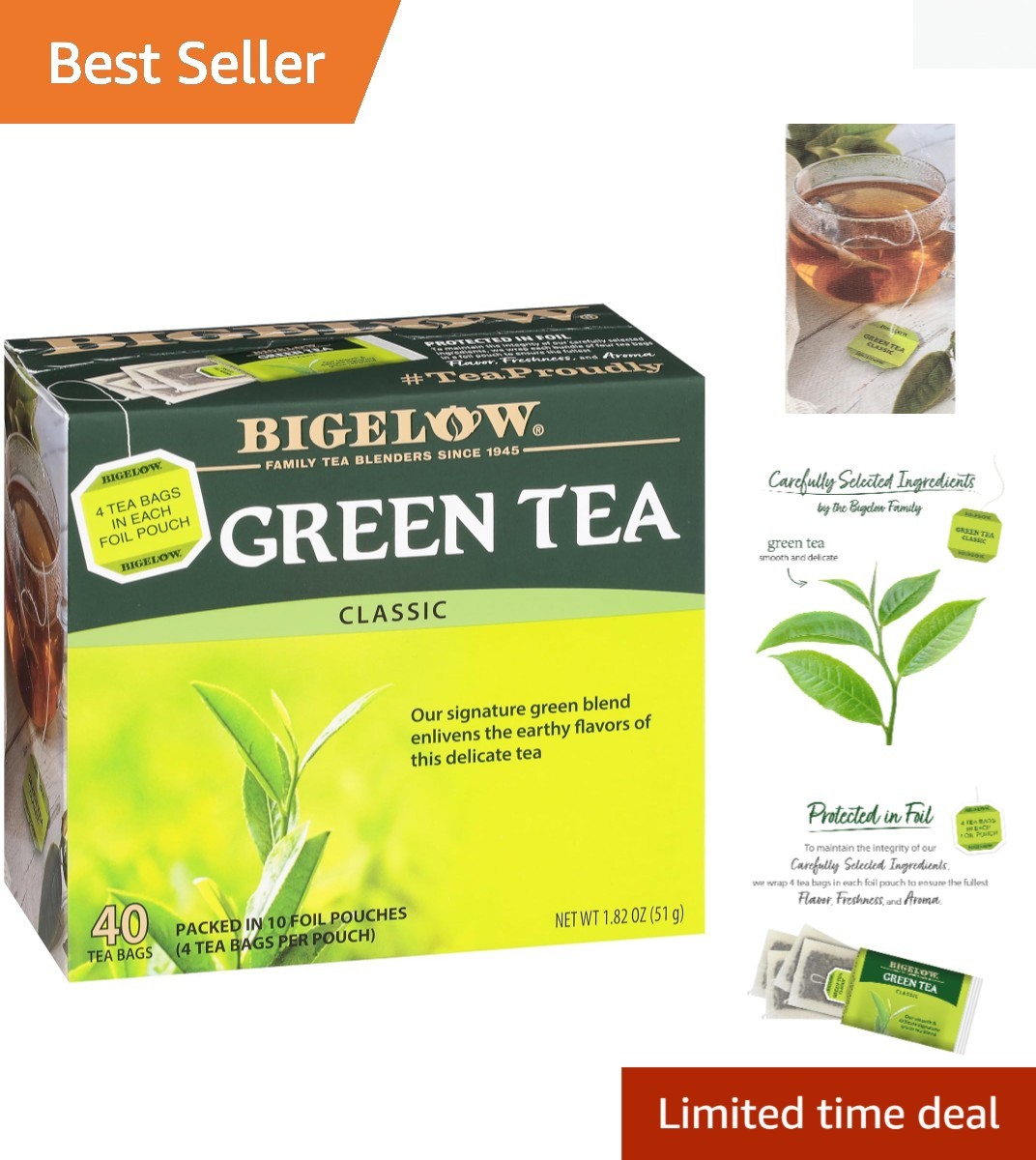 Bigelow Classic Green Tea Bags – 240 Count, Antioxidant & Caffeinated