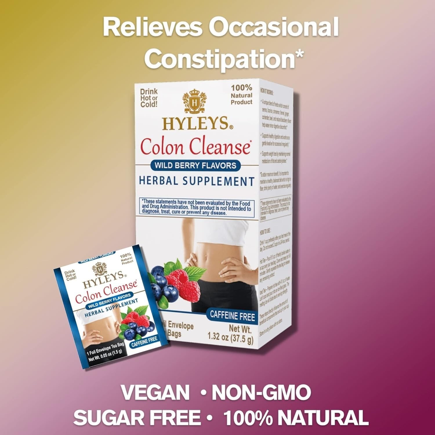Hyleys Colon Cleanse Tea Maqui Berry Flavor – 25 Tea Bags (1 Pack)