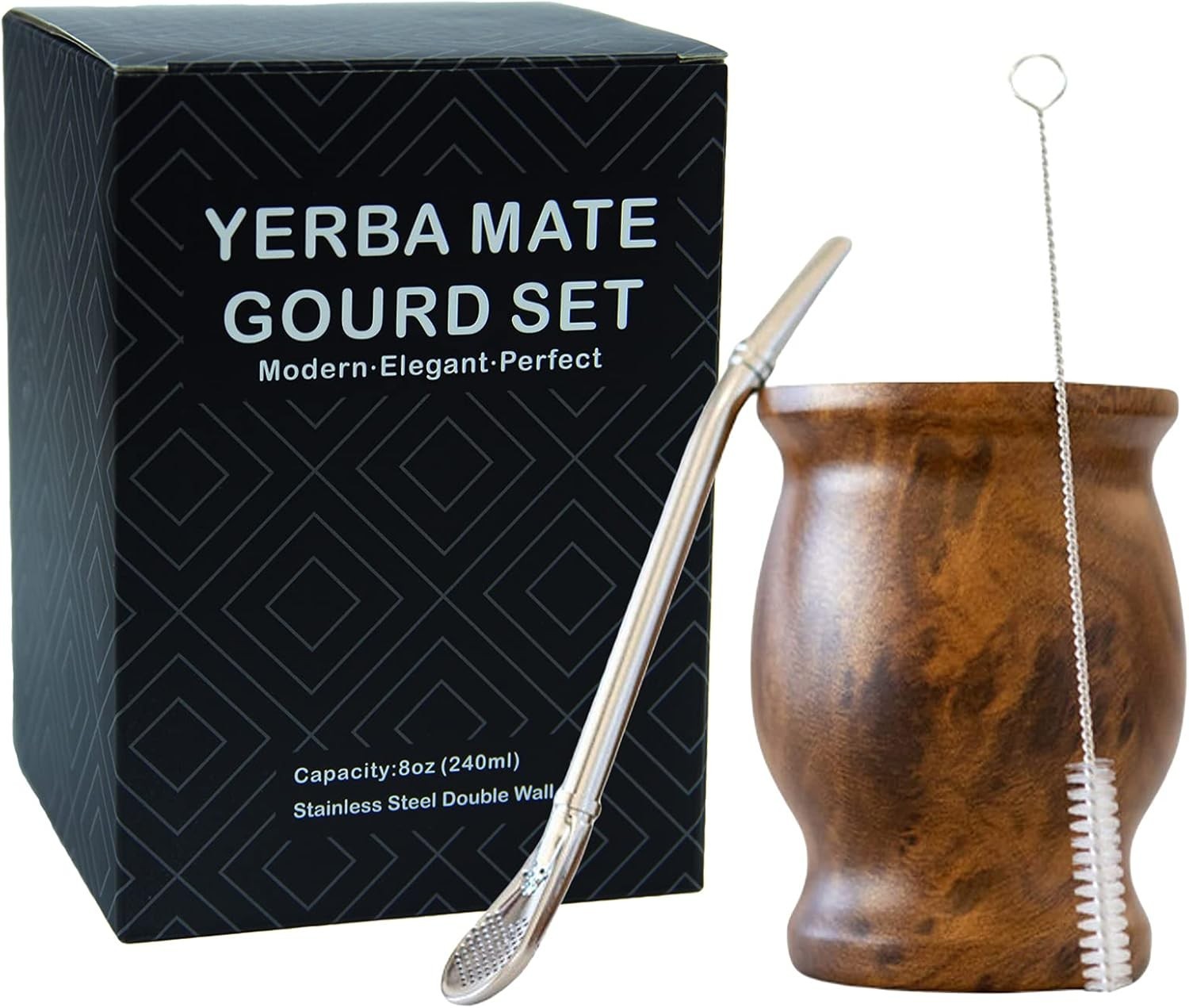 Yerba Mate Gourd Set (Original Natural Handmade Yerba Mate Cup Argentina) – Incl