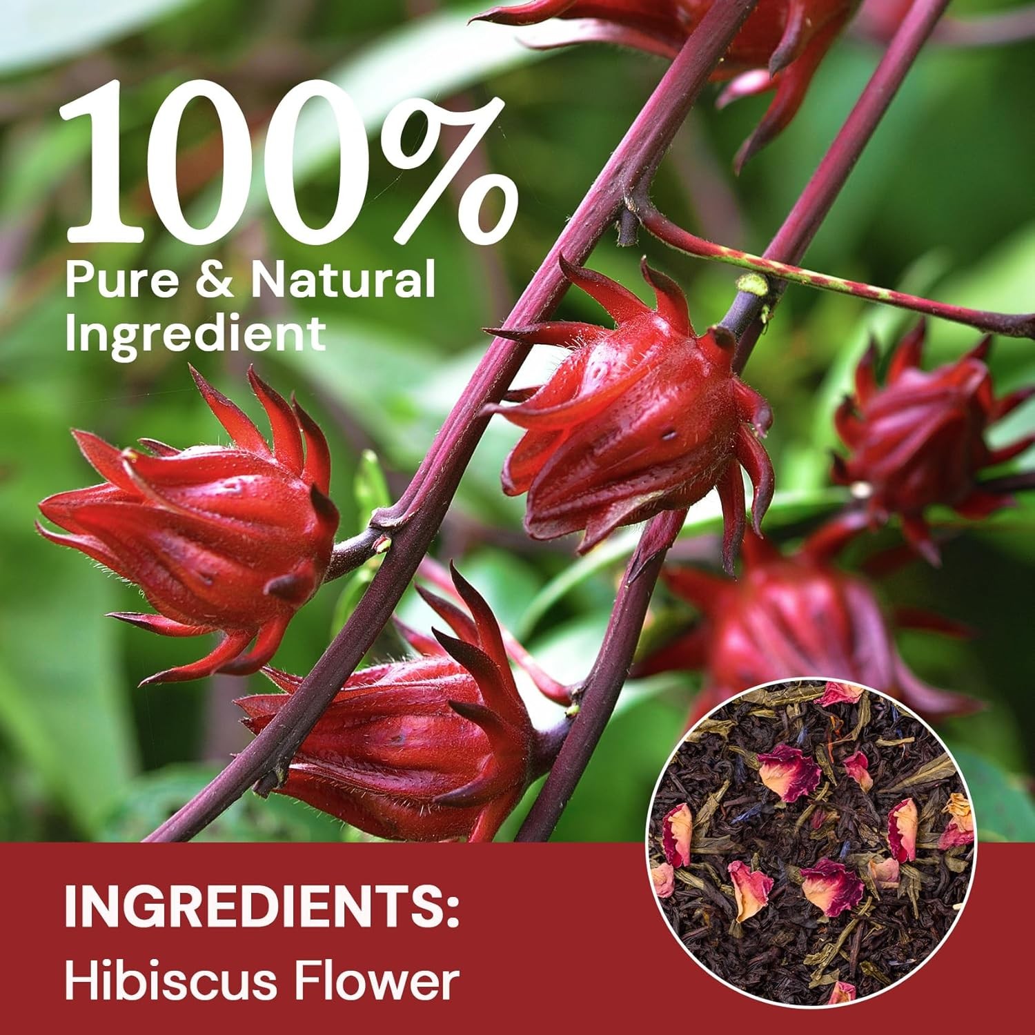 Hibiscus Tea Bags, Hibiscus Flower Herbal Tea – Rich in Vitamin C, Caffeine Free