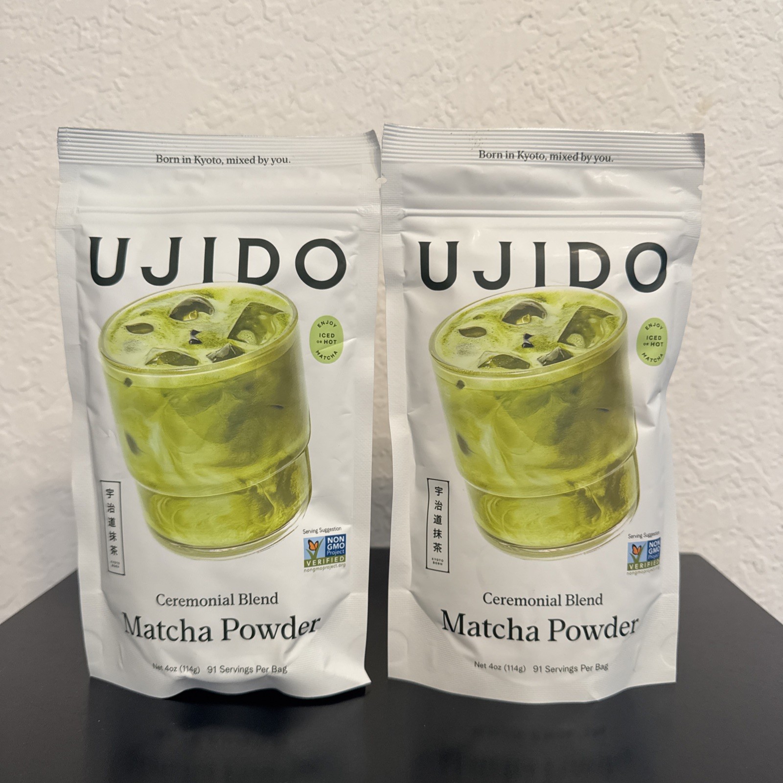 Ujido Ceremonial Blend Matcha Green Tea Powder 4 oz each. (2 Bags)
