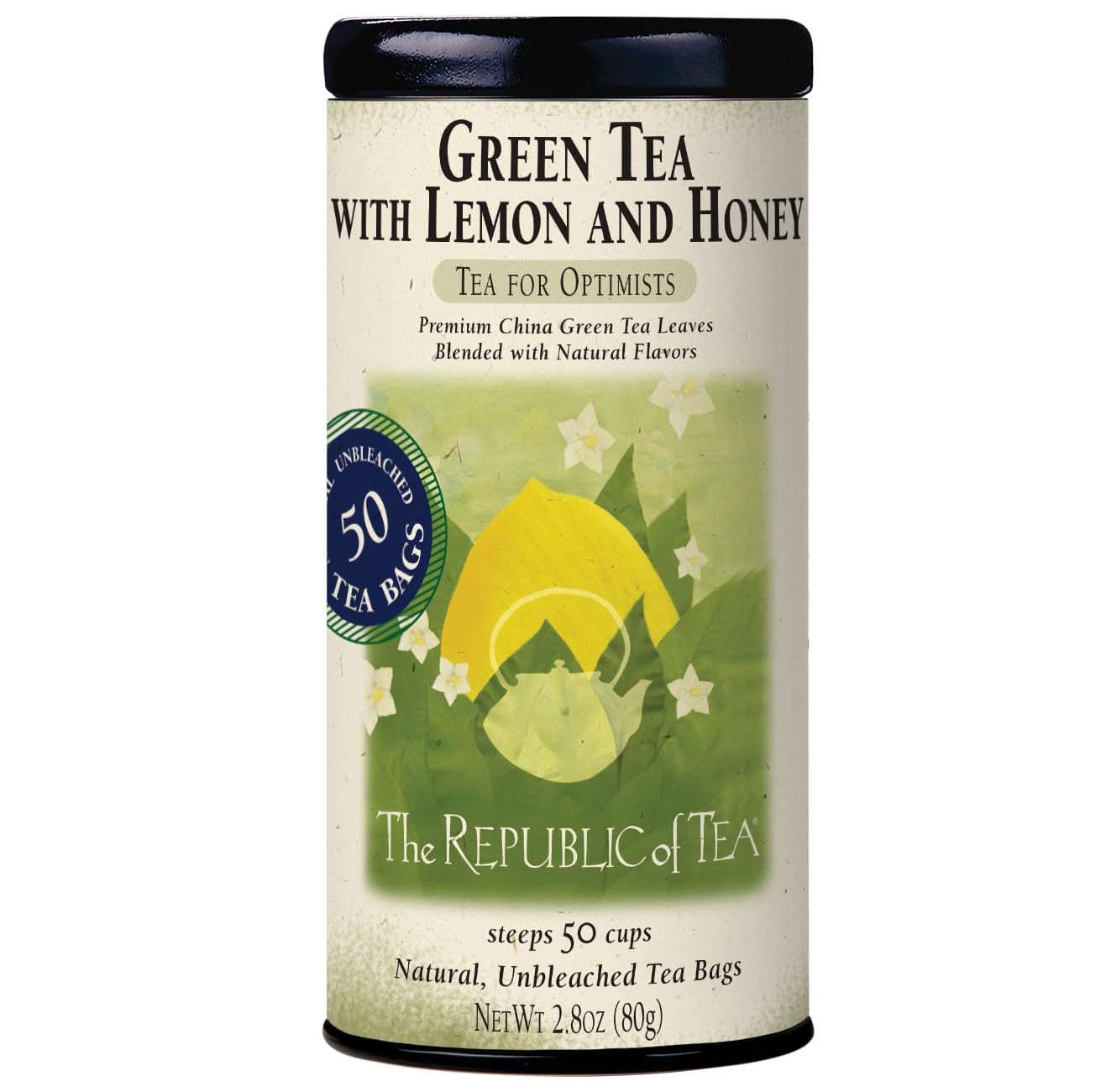The Republic of Tea – Green Tea with Lemon and Honey Tea Bags, Low Caffeine, 50