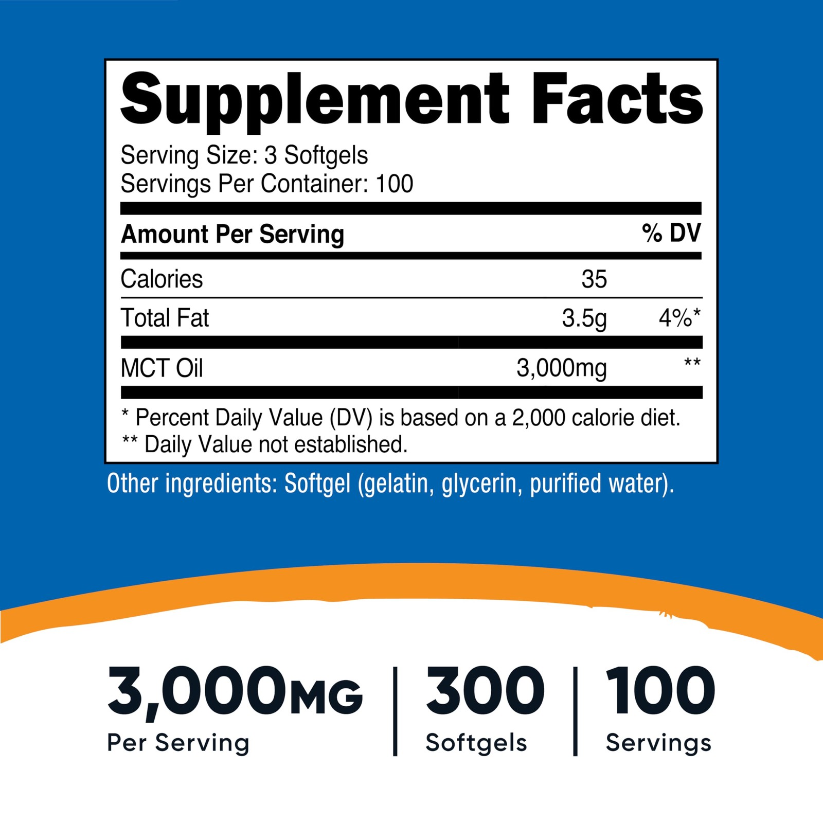 Nutricost MCT Oil Softgels 1000mg, 300 SFG 300 Count (Pack of 1), Multicolor