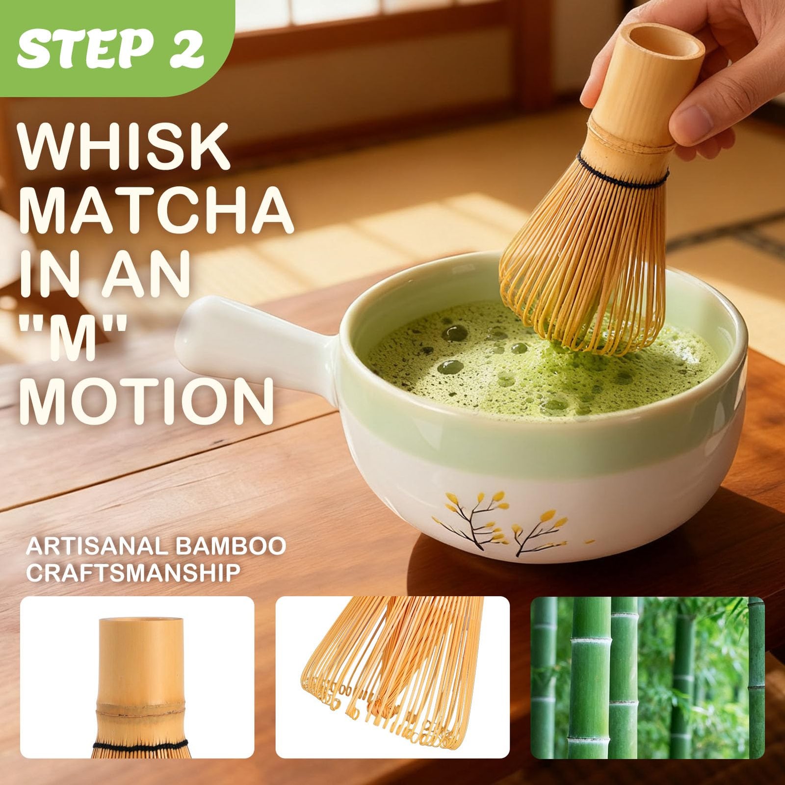 Matcha Whisk Set Handled Bowl Tea Kit Sifter Cup Gift Kitchen Decor