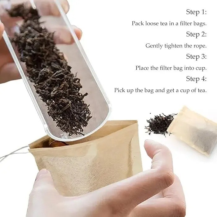 100pcs Disposable Tea Bags Loose Leaf Drawstring Empty Tea Filter Bag Infuser