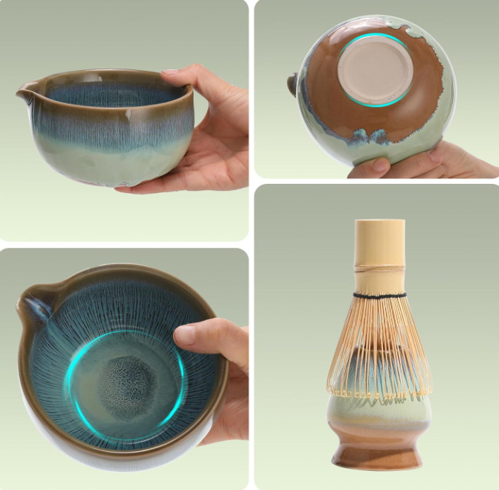 Matcha Whisk Set for Tea Lovers 8Pcs – Ceramic Matcha Tea Set with Bamboo Whisk