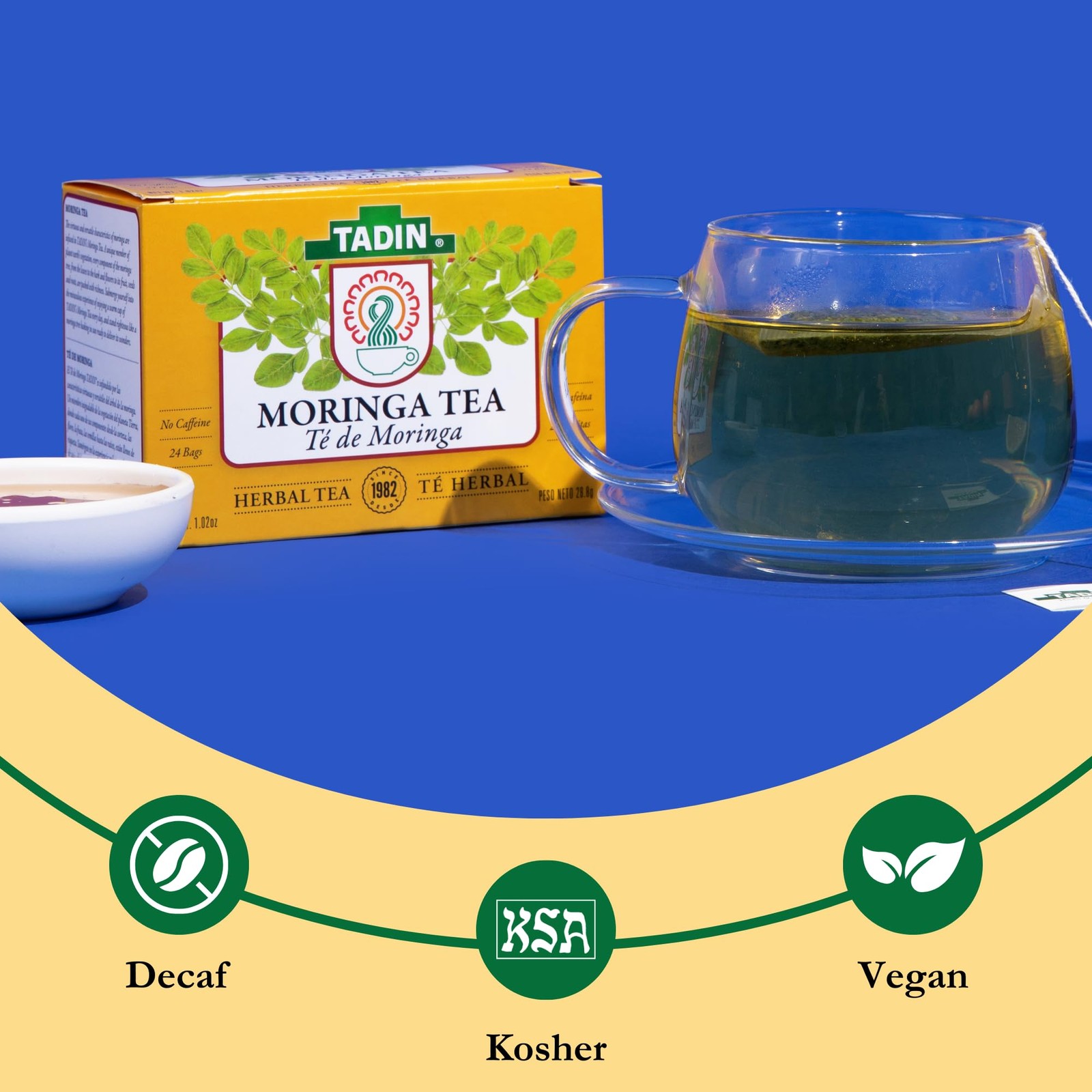 Tadin Moringa Tea, Herbal Caffeine Free, 24 Tea 24 Count (Pack of 1)