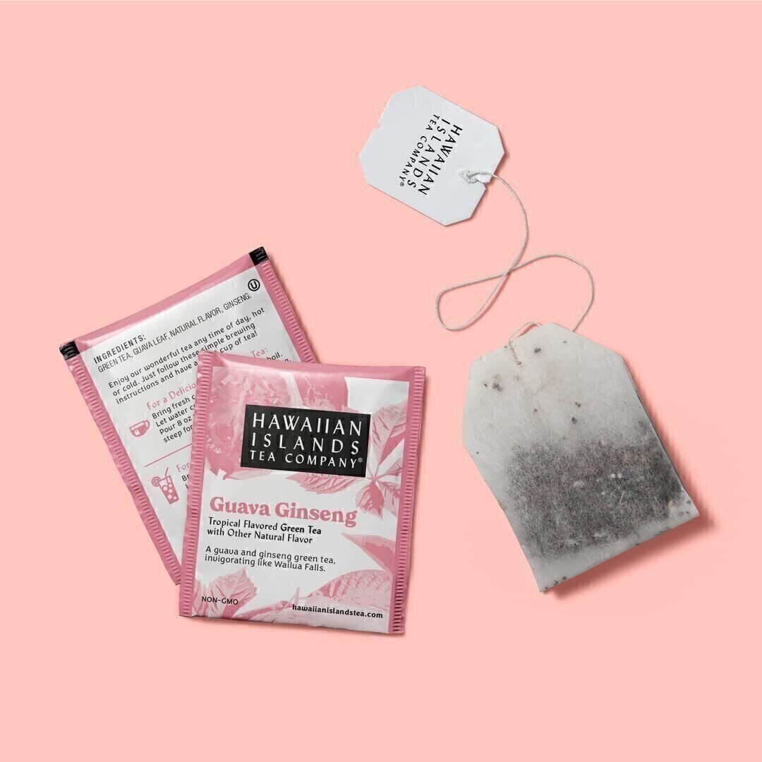 Hawaiian Islands Guava Ginseng Tropical Green Tea, All Natural – 20 Teabags
