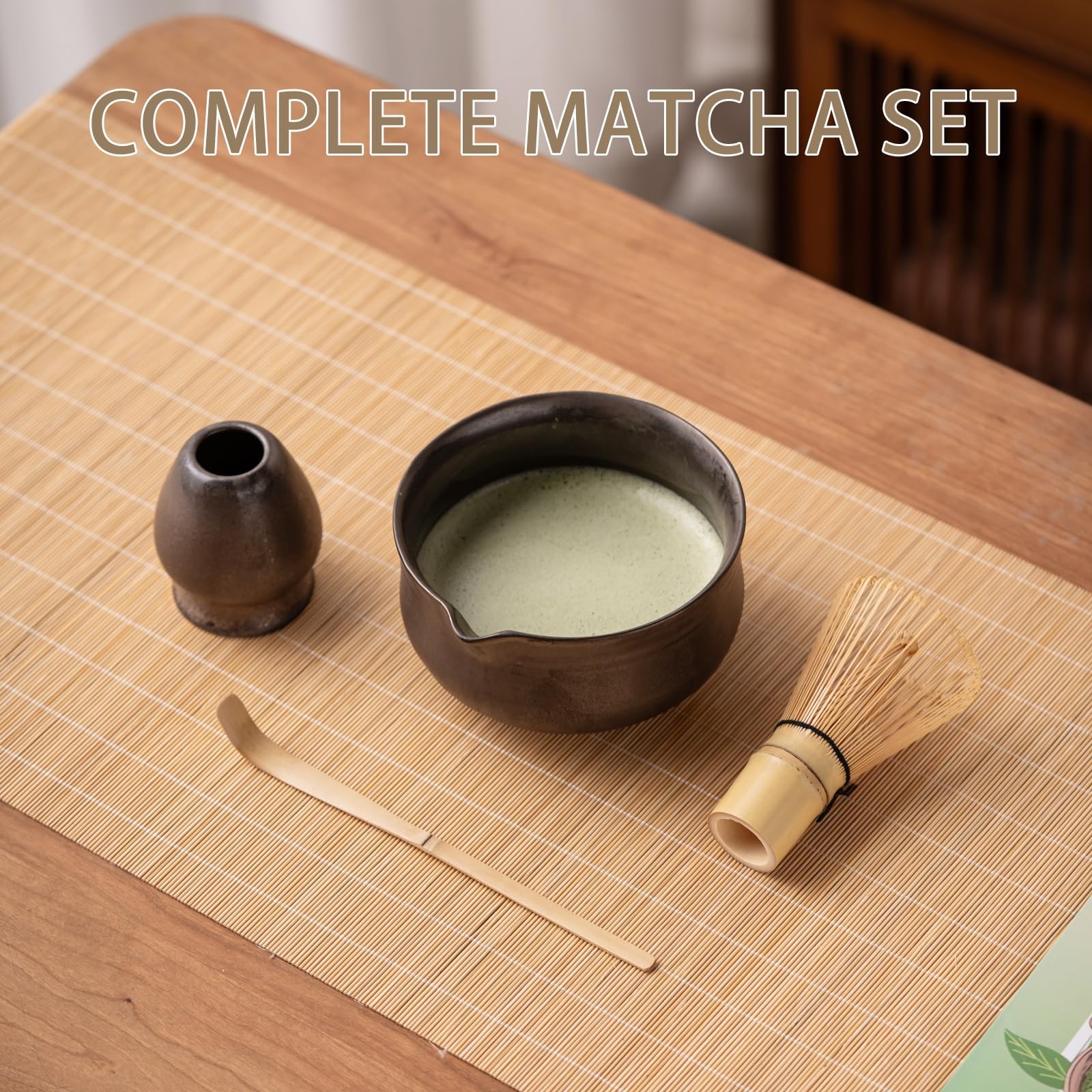 Matcha Set, Japanese Tea Set Includes Matcha Bowl with Spout, Matcha Whisk Ho…