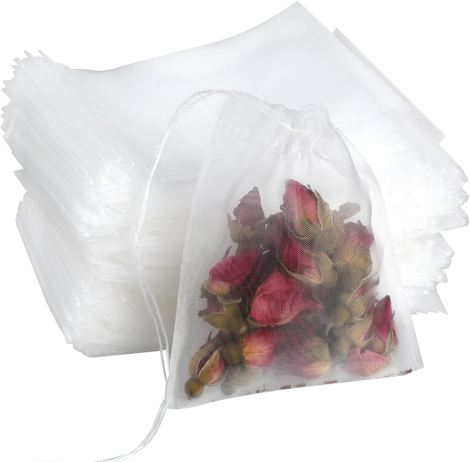 100 Pcs Loose Tea Bags Tea Filter Bags Disposable Mesh Small Drawstring Empty Te