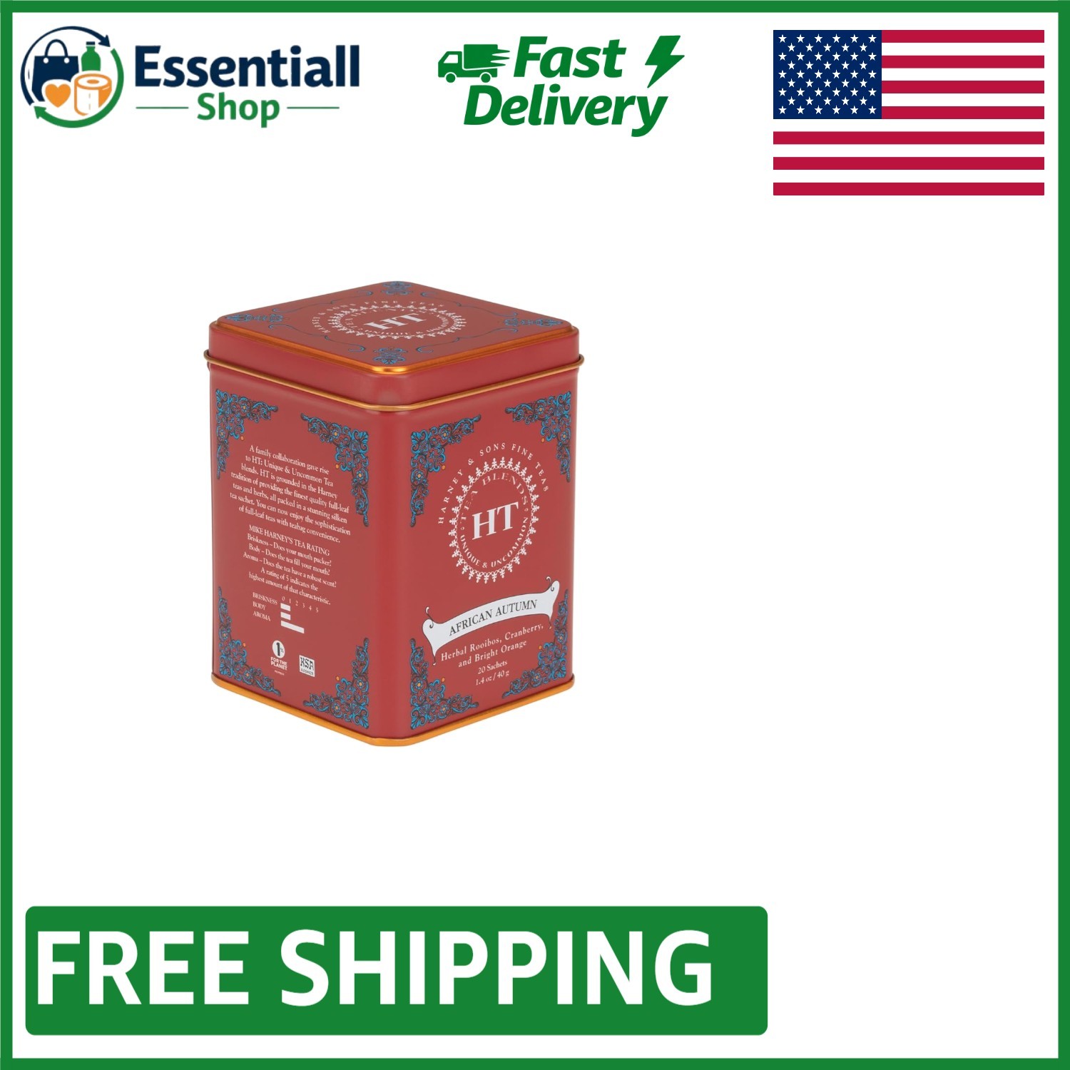African Autumn Rooibos Herbal Tea – 20 Caffeine-Free Sachets for Relaxation