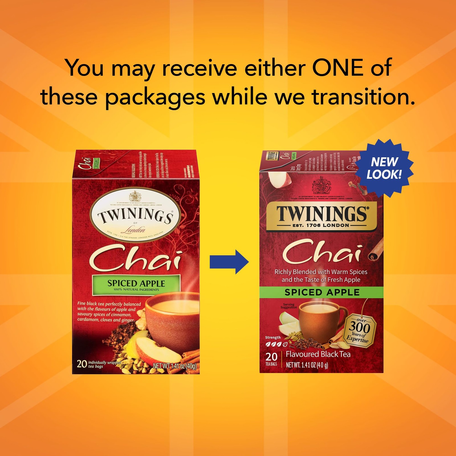 Twinings Aromatic Apple Chai Black Tea 20 Count Individually Sealed Bags