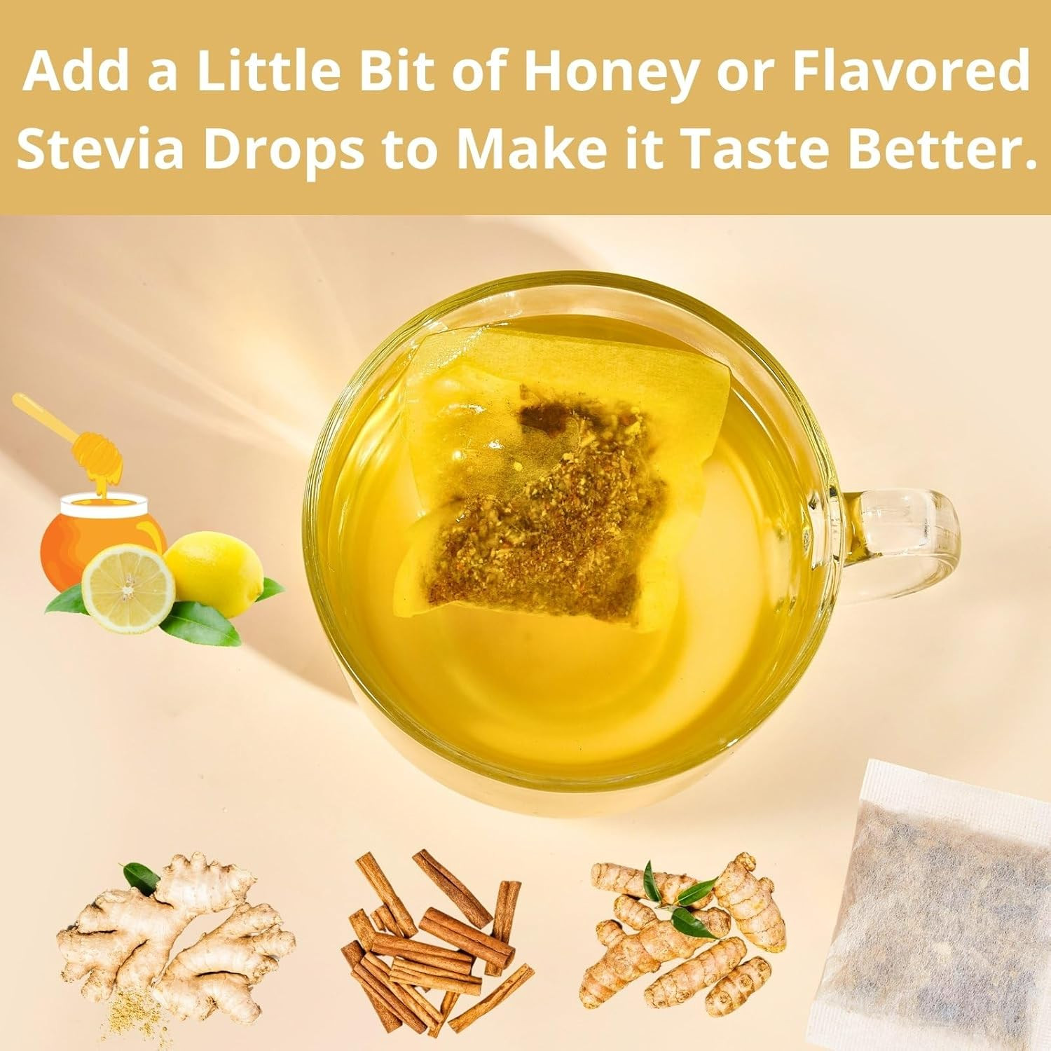 50 Premium Turmeric Ginger Cinnamon Tea Bags| Natural Ginger Tea Bags| Pure Tur
