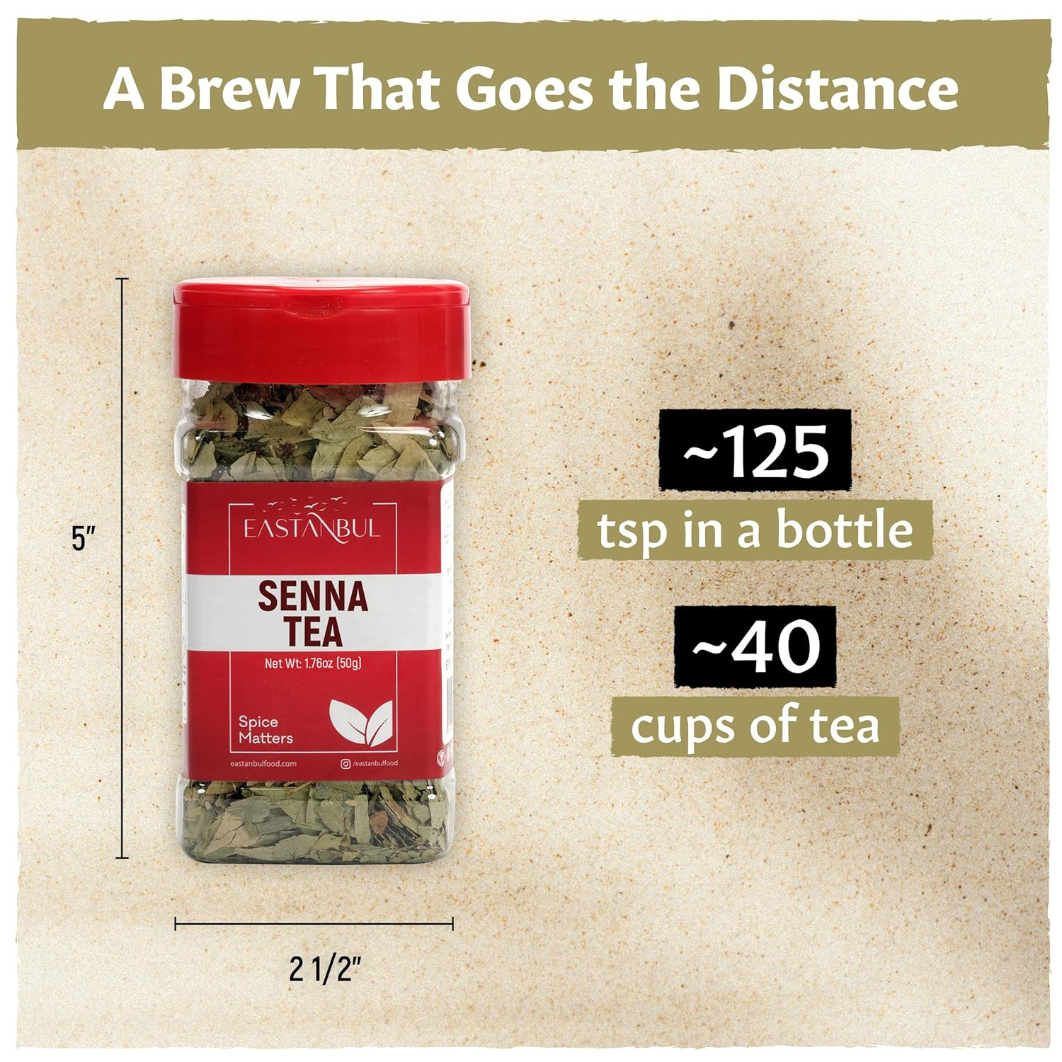 Senna Tea, 1.76Oz, Senna Leaf Tea, Hoja Sen Cut & Sifted Herbs, Sena Loose Leave