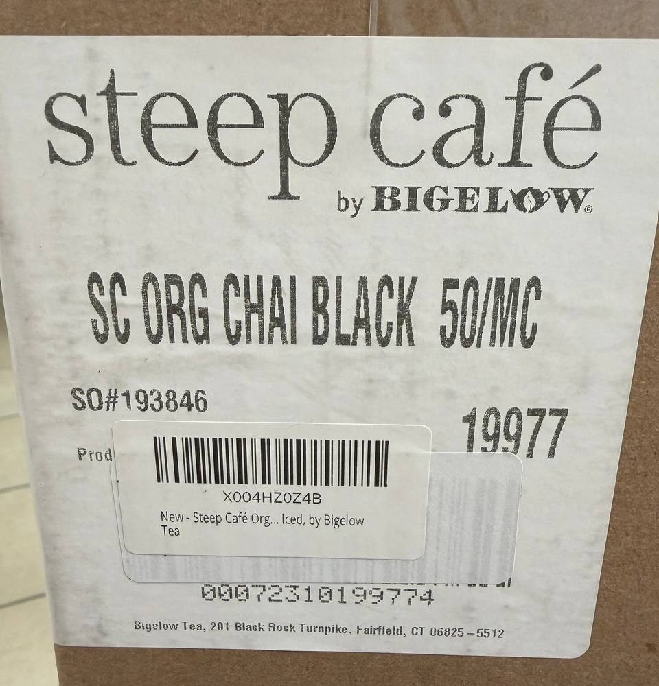 Organic 50 Individual SEALED Bags Steep By Bigelow Café Organic CHAI BLACK TEA