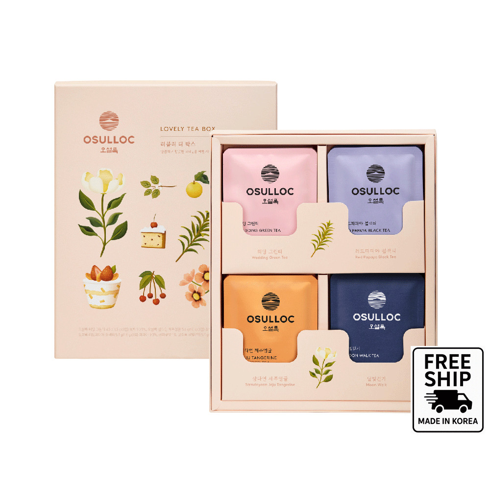 Osulloc Lovely Tea Box (12 Ct) – Korean Pyramid Tea Bags, 4 Flavor Variety Set