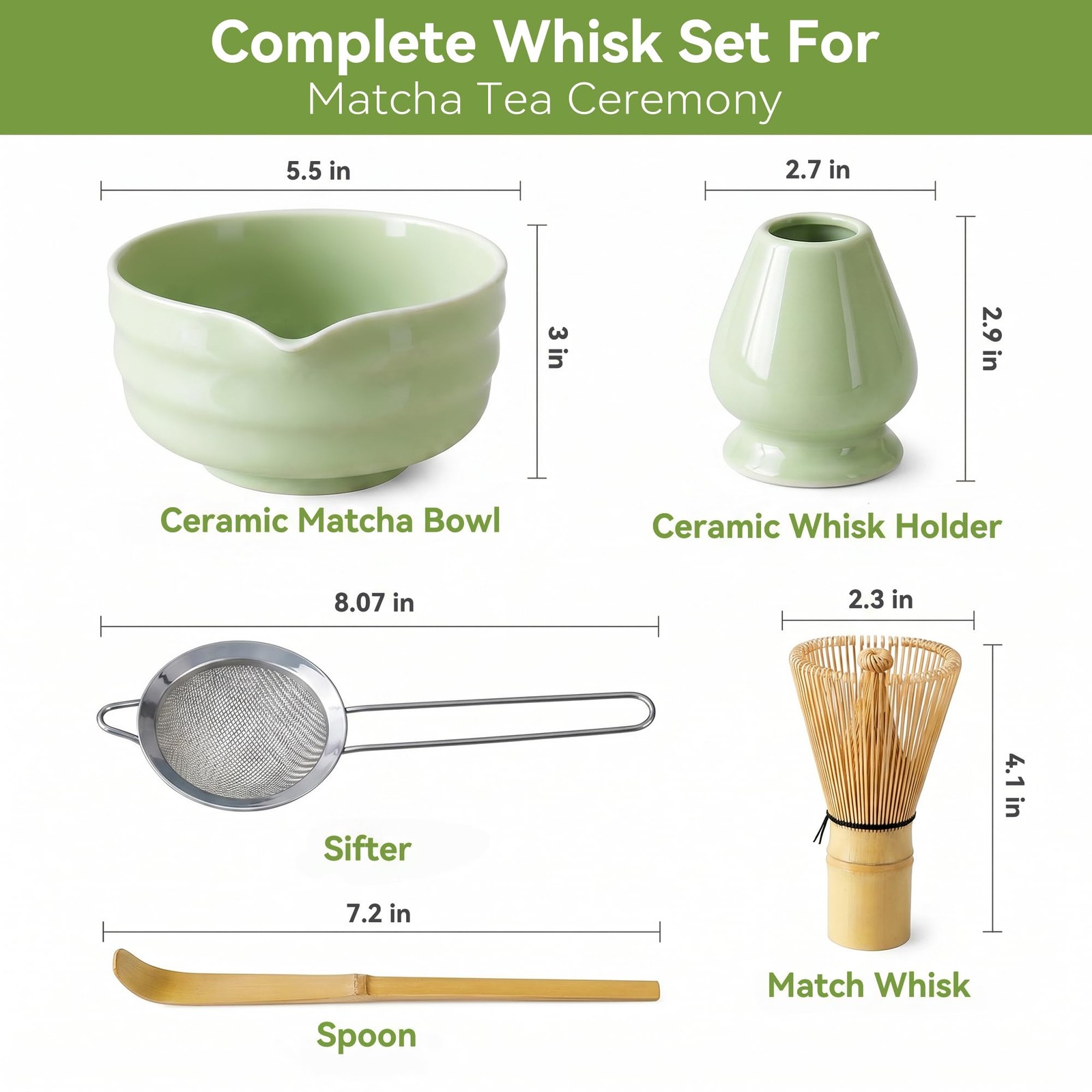 Matcha Whisk Set with Ceramic Bowl – Complete Matcha Making Kit, Bamboo Whisk…
