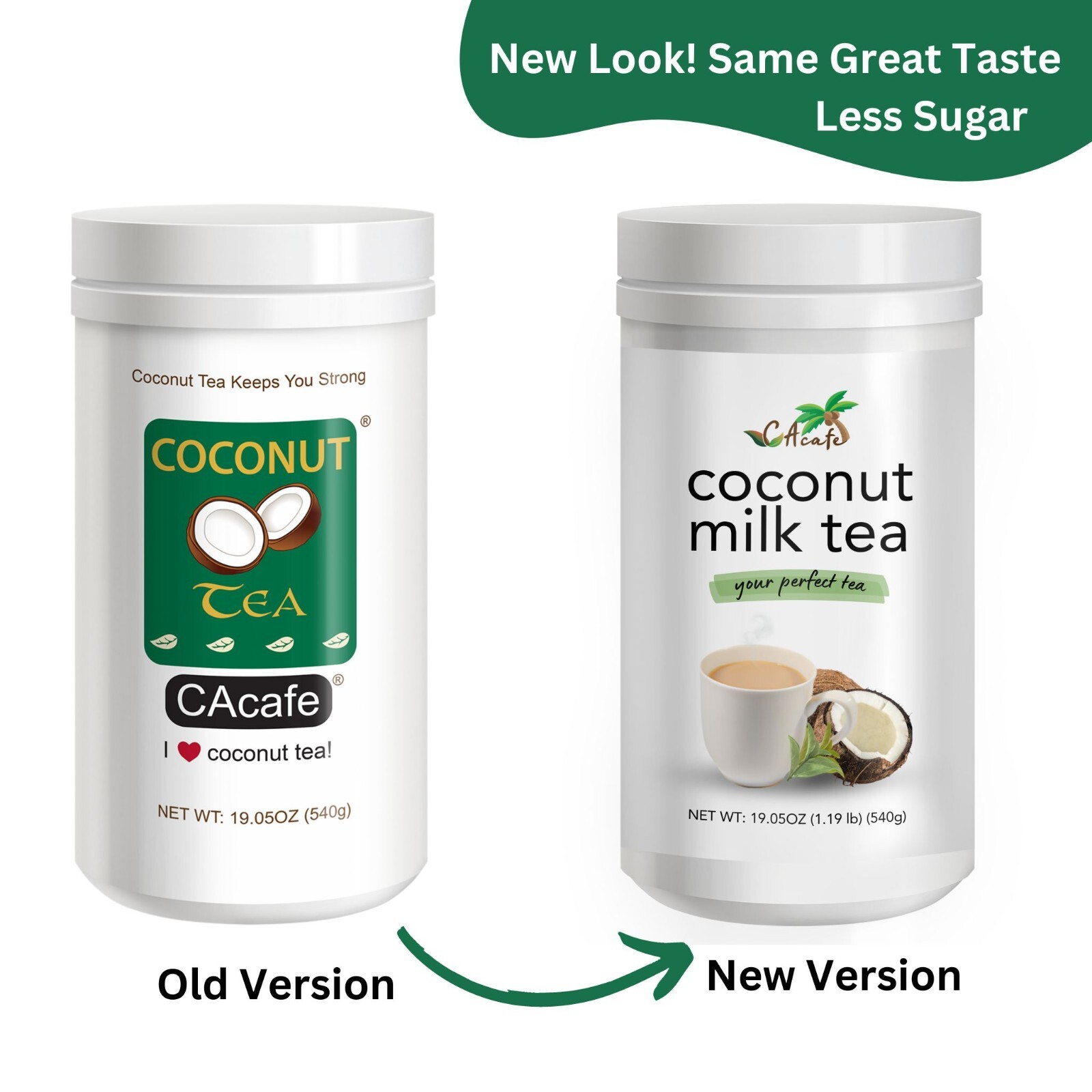 CAcafe Coconut Tea, Green Tea Infused with Coconut 19.05oz